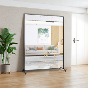 <span class=keywords><strong>Specchio</strong></span> a figura intera portatile con ruote girevoli, <span class=keywords><strong>specchio</strong></span> <span class=keywords><strong>da</strong></span> <span class=keywords><strong>terra</strong></span> per casa, studio di yoga, palestra, danza, stile moderno, <span class=keywords><strong>specchio</strong></span> per prova abiti - Product Image 5