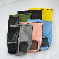 Sac à dos de sport pliable en nylon et polyester avec cordon de serrage, poche filet pour vêtements mouillés, sac de plage en filet avec logo, sac de natation en filet