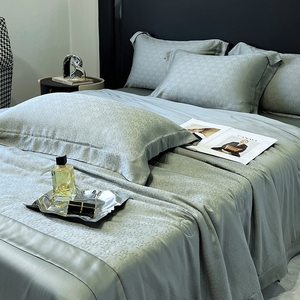 Alta classe Jacquard estate trapunta verde lenzuola doppie federe Set letto di lusso leggero tessuto per la casa biancheria da letto - Product Image 4