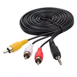 High Quality Gold Plated 1.8m AV cable 3.5mm stereo 3 lines to 3 RCA audio cable video cable