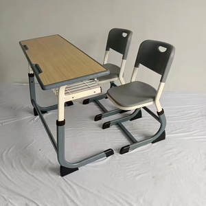 Muebles ajustables para <span class=keywords><strong>el</strong></span> aula Escritorio escolar y silla 2 Estudiantes Universidad Escritorio escolar doble Escritorio escolar de madera de acero - Product Image 5