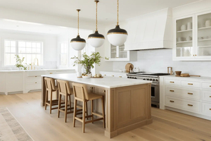 Vermonhouzz - Gabinetes de <span class=keywords><strong>Cocina</strong></span> Blancos de Alta Calidad Estilo Farmhouse, <span class=keywords><strong>Encimera</strong></span> de Madera Sólida, Iluminación Debajo del Gabinete, Puerta de Vidrio - Product Image 4