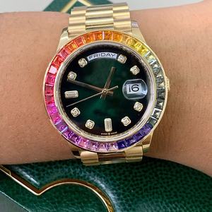 Piezas de reloj personalizadas, insertos de bisel de arcoíris hechos de acero inoxidable con <span class=keywords><strong>piedra</strong></span> arcoíris - Product Image 5