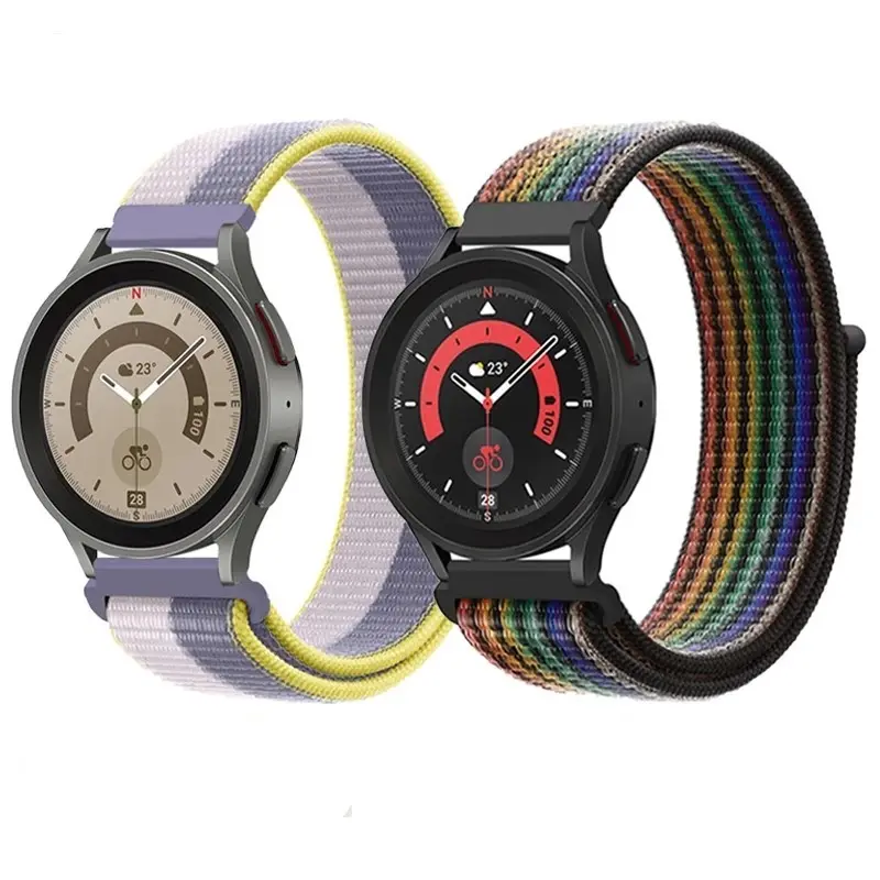 Gelang Olahraga untuk Samsung Galaxy Watch 4 3 Classic 5 Pro Active 2/Gear S3 Nylon Loop Bracelet untuk Huawei Watch GT 2 3 22 20MM Strap