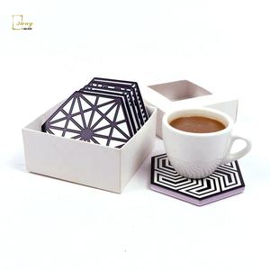 Ensemble de sous-verres en céramique hexagonaux pour table de cuisine, impression tactile en relief personnalisée de <span class=keywords><strong>mandala</strong></span>, pour le thé, le café et les boissons - Product Image 6