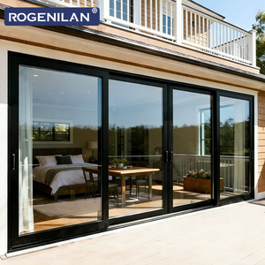 Portes coulissantes en verre anti-ouragan de <span class=keywords><strong>style</strong></span> américain Rogenilan, double vitrage Low-E, <span class=keywords><strong>porte</strong></span> <span class=keywords><strong>coulissante</strong></span> en aluminium pour maisons - Product Image 1