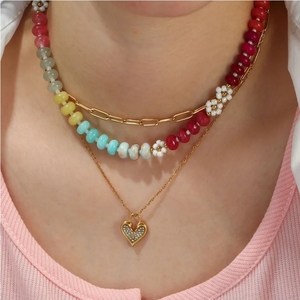 2025 nouveau Style Boho collier de perles d'eau douce en acier inoxydable avec des perles de pierre naturelle mignon lien chaîne pour les femmes cadeau - Product Image 1