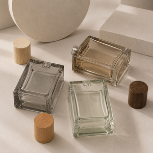 Botella de Perfume Cuadrada de Vidrio Transparente de 30 ml con Tapa de Madera, Recargable, Frasco de Fragancia Vacío para Envasado al por Mayor de Cosméticos - Product Image 3