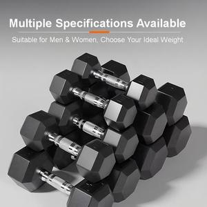 Juego de Mancuernas Hexagonales de Goma Negra Personalizadas para Hombre, para Entrenamiento de Brazos, Equipo de Levantamiento de Pesas para Gimnasio - Product Image 1
