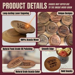 Plateaux à <span class=keywords><strong>charcuterie</strong></span> en bois d'acacia de qualité supérieure, plateaux à <span class=keywords><strong>charcuterie</strong></span> pour verres à vin, mini planches à <span class=keywords><strong>charcuterie</strong></span> (10 pièces) - Product Image 4
