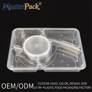 Boîte à <span class=keywords><strong>lunch</strong></span> jetable en plastique pour micro-ondes, 6 compartiments, pour plats à emporter, vente en gros - Product Image 2