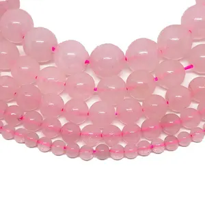 stone beads rose quartz bead stone jewelry Loose Smooth gemstone healing crystal necklace beads natural crystal wholesaler