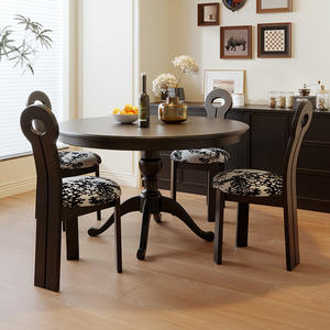 Ensemble de table et de chaises de salle à manger rondes en bois <span class=keywords><strong>vintage</strong></span> pour les petites maisons, style américain et français - Product Image 5