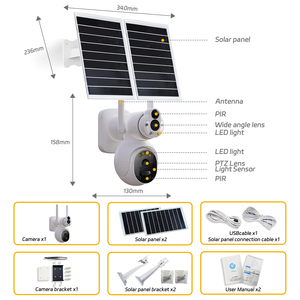 Mới đến 2K 4K ống kính kép Wifi 4G LTE 360 PTZ không dây ngoài trời năng lượng mặt trời Máy ảnh 4G Thẻ Sim nhà thông minh an ninh năng lượng mặt trời cctv máy ảnh - Product Image 6