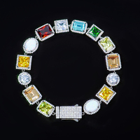 Bijoux en argent 925 Bracelet de créateur de luxe Plaqué or blanc Couleur fantaisie Zircon Stone