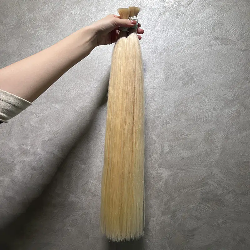 Cheveux en vrac 15A Extensions de cheveux humains de haute qualité Couleur blonde Cuticule alignée Extensions de cheveux raides de Cabello Humano