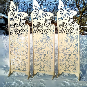 Panneaux métalliques décoratifs à motif laser sur le thème des princesses, écran de séparation en métal découpé pour jardin moderne à thème papillon, pour événements en Australie - Product Image 1