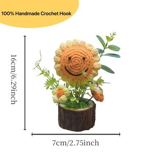 Ramo <span class=keywords><strong>de</strong></span> Girasoles Tejido a Crochet Hecho a Mano y Personalizado, <span class=keywords><strong>Planta</strong></span> en Maceta Tejida Creativa para Regalos del Día <span class=keywords><strong>de</strong></span> San Valentín - Product Image 6