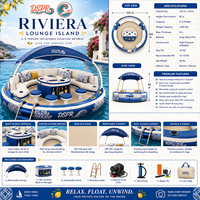 Bar flottant aquatique essentiel pour les vacances en bord de mer, île gonflable 3-5 places pour les loisirs aquatiques des clients d'hôtels côtiers