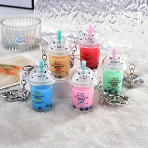 Niedlicher Neuartiger Flüssig-Schlüsselanhänger Kawaii Milchtee-Schlüsselanhänger Tee-Bubble Flüssiger Treibsand Leichter PVC-Schlüsselanhänger als Geschenk - Product Image 2