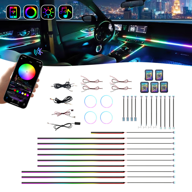 OEM Factory Customization Ambient Lighting Car Interior Led Car Lights 18/22 in 1 RGB Dynamic Symphony Atmosphere LED Light Kit