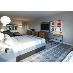 Set kamar tidur Casegoods perhotelan AmericInn oleh Wyndham desain furnitur kamar Hotel Modern