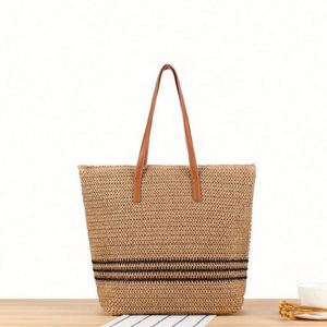 Conjunto de Bolso y Sombrero de Paja Tejida a Mano, con Visera, para Playa, Viajes, Pesca, Esquí, Ciclismo, Casual, Unisex, para Actividades al Aire Libre - Product Image 5