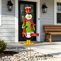 Ornements de Noël en métal faits à la main, style pingouin, pour la décoration des fêtes de Noël dans le jardin