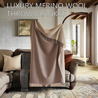 Plaid de luxe en laine mérinos 100 % australienne, écologique, double face, pour canapé, lit et chaise, usage domestique