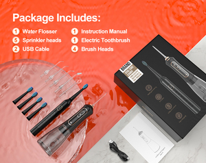 Irrigador bucal F6 + T5 IPX7, hilo dental <span class=keywords><strong>de</strong></span> agua inalámbrico y <span class=keywords><strong>cepillo</strong></span> <span class=keywords><strong>de</strong></span> <span class=keywords><strong>dientes</strong></span> eléctrico, juego <span class=keywords><strong>de</strong></span> viaje <span class=keywords><strong>de</strong></span> larga duración, el <span class=keywords><strong>mejor</strong></span> regalo como su primera opción - Product Image 6