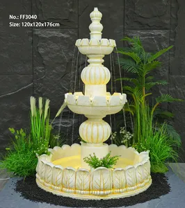 Garden Decoration 2 Tiers Large White Marble Garden Fountains Beautiful Practical Water Wall Waterfall Fountain For Frontyard