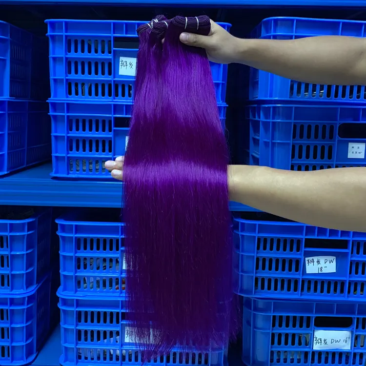 Phổ Biến Nhất Tím Human Hair Bundle, Chất Lượng Cao Thô Remy Tóc Trinh Nữ, Giá Rẻ Bất Không Bị Rối Không Đổ Tóc Weave
