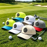 Casquette de golf multicolore en gros avec corde décorative, patch en caoutchouc PVC personnalisé, trous découpés au laser, respirante, pour l'extérieur