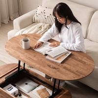 Table basse réglable en bois massif de style nordique, table à thé moderne minimaliste pour salon, meuble de rangement couleur noyer