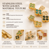 Pendientes de Trébol de Cristal Multicolor de Lujo Ligero, Acero Inoxidable, Chapado en Oro de 18K PVD, Pendientes de Tenis Arcoíris, Joyería para Mujer