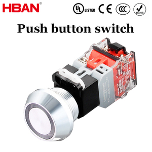 Interruptor de Botón Pulsador Plano de Aluminio Iluminado con LED HBAN de 22 mm, IP65 Impermeable, 660V 10A, Momentáneo SPDT, Terminal de Tornillo, Automotriz - Product Image 1