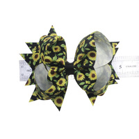 Nouveaux nœuds pour cheveux en gros-grain de haute qualité avec impression de dessins animés, double superposition, accessoires pour cheveux roses pour enfants, carton pour cheveux
