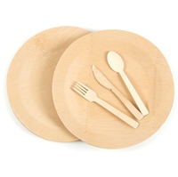 Ensemble de couverts jetables en bambou écologiques résistants à la chaleur avec serviette en papier, fourchette, cuillère, couteau