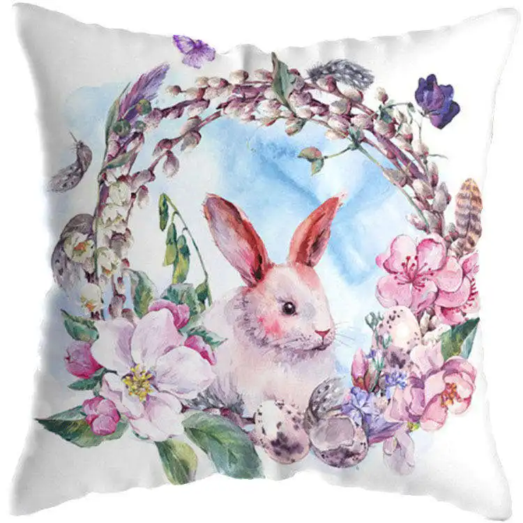 Innermor dernière conception 2023 joyeux lapin de pâques décoratif jeter taie d'oreiller lapin de pâques imprimer housses de coussin