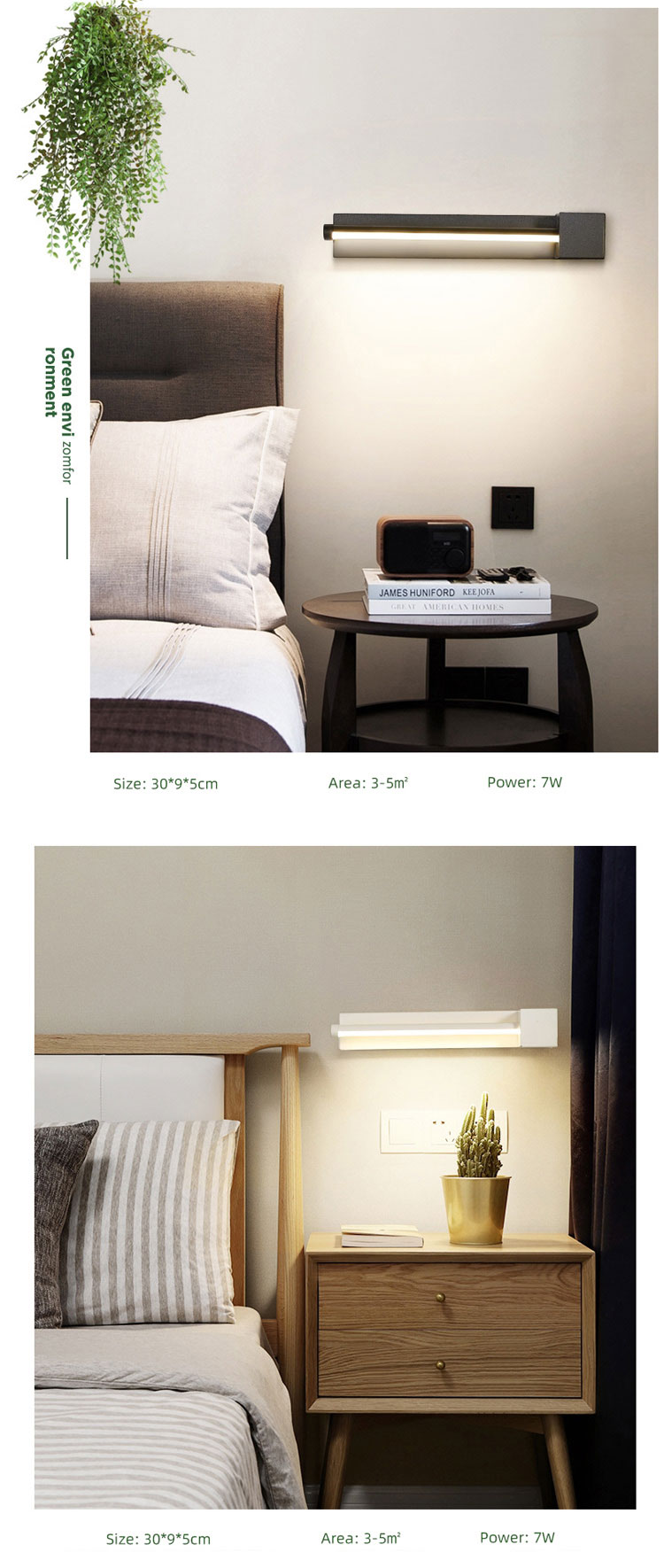Modern Nordic Black Hotel Guest  Sitting Interior Beside Bracket LED Wall Sconce Light