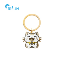 Fabricant personnalisé Sycee Maneki Neko chance chat Souvenir Llavero porte-clés porte-clés porte-clés personnalisé chance chat porte-clés