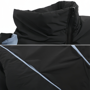 LAYENNE Veste matelassée irrégulière plissée <span class=keywords><strong>Optium</strong></span> pour hommes, fermeture à glissière inclinée, pour la chaleur hivernale, style hip pop - Product Image 4