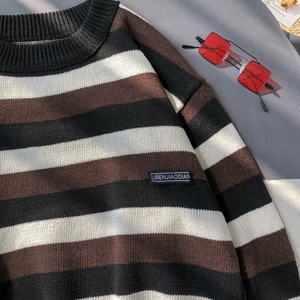 Suéter de punto a rayas azul y blanco para <span class=keywords><strong>hombre</strong></span> y mujer, ropa unisex, venta al por mayor - Product Image 6