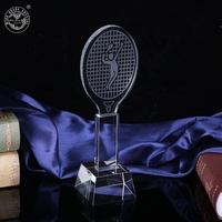 Trofeo de Cristal Transparente para Raqueta de Tenis, Premios TROPHY MH-J0990