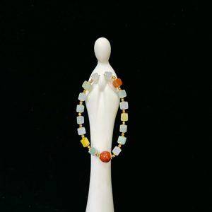 Pulsera de Jadeíta Natural Birmana Grado <span class=keywords><strong>A</strong></span>, Cuentas Cúbicas Multicolor, Pulsera de Jadeíta para Mujer, Uso Diario, Regalo (con Certificado NGTC) - Product Image 4