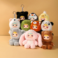 Porte-clés en peluche OEM mignon avec visage en vinyle, pendentifs adorables en peluche de style anime, figurines en vinyle d'animaux personnalisées, jouets en peluche