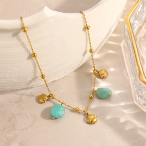 Stainless Steel Anklet With Seashell Pendant 18k Gold Plated Women's Foot <b>Ornament</b> Ocean Theme Beaded Chain - Product Image 4