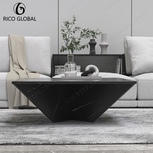 Modern Eco-Friendly <b>Black</b> Marble <b>Coffee</b> <b>Table</b> Geometric <b>Square</b> Top Living Room Side <b>Table</b> Furniture - Product Image 3