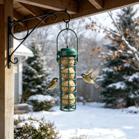 Mangeoire à oiseaux suspendue en plastique pour la cour, mangeoire à boules de graisse pour oiseaux sauvages, mangeoire tubulaire suspendue pour oiseaux