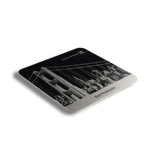 แผ่นรองแก้วโลหะสแตนเลสทรงสี่เหลี่ยมหรูหรา ไม่แตกหัก พร้อมโลโก้สั่งทำได้ สำหรับชาและกาแฟ - Product Image 6